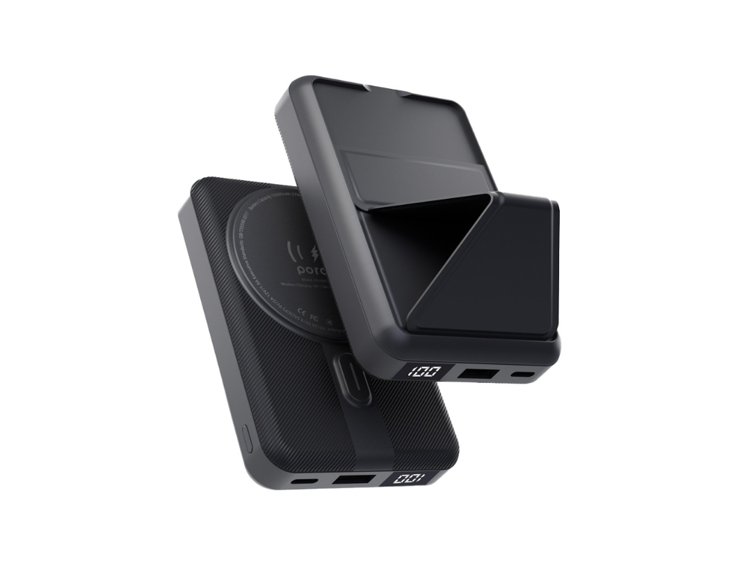 Porodo 10000mAh Digital MagSafe Power & Stand - Black - Qatar Porodo 10000mAh Digital MagSafe Power & Stand - Black - Qatar